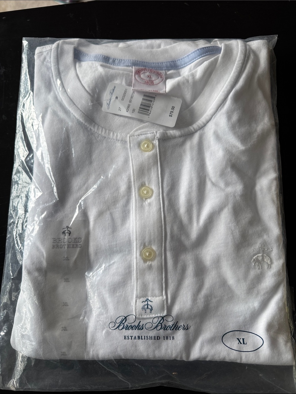 Brooks Brothers Boys' White Henley Shirt - White